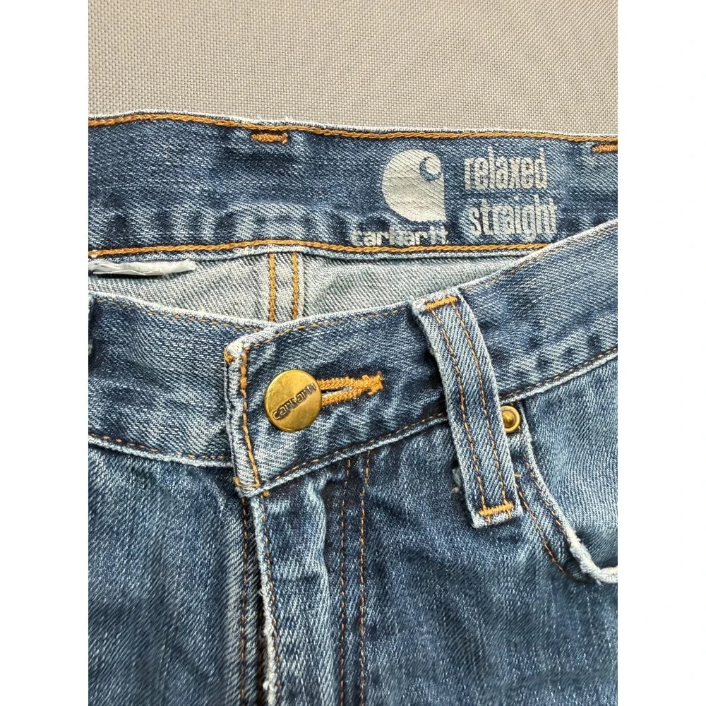 Carhartt Men's Relaxed Straight Leg Jeans Blue Denim Work Pants | 32x30